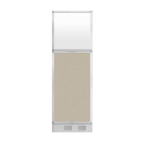 Hush Panel Configurable Cubicle Partition 2' x 6' Sand Fabric Frosted Window w/ Cable Channel